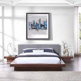 Freja Walnut/Gray 3 Piece Fabric Queen Bedroom Set - Ornate Home