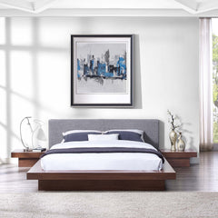 Freja Walnut/Gray 3 Piece Fabric Queen Bedroom Set - Ornate Home