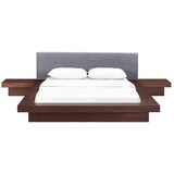 Freja Walnut/Gray 3 Piece Fabric Queen Bedroom Set - Ornate Home