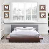 Freja Walnut/Gray Fabric Queen Platform Bed - Ornate Home