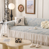 French Chic Style Ruffle Floral Cover Throws for Sofas, Decorative Couch Covers - Ornate Home
