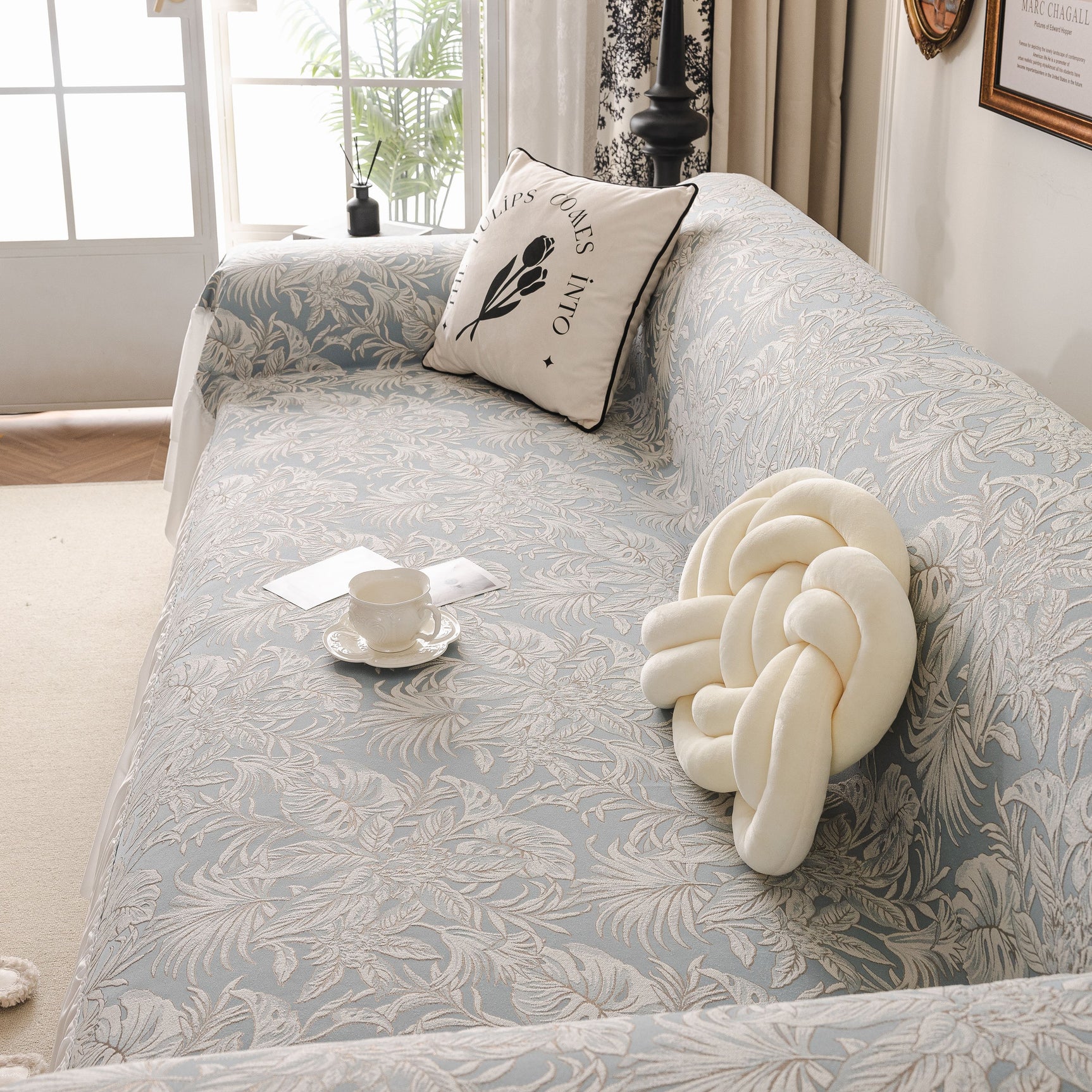French Chic Style Ruffle Floral Cover Throws for Sofas, Decorative Couch Covers - Ornate Home