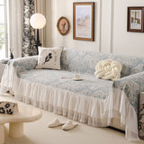 French Chic Style Ruffle Floral Cover Throws for Sofas, Decorative Couch Covers - Ornate Home