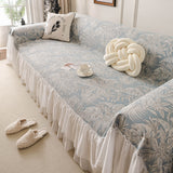 French Chic Style Ruffle Floral Cover Throws for Sofas, Decorative Couch Covers - Ornate Home