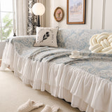 French Chic Style Ruffle Floral Cover Throws for Sofas, Decorative Couch Covers - Ornate Home