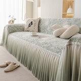 French Chic Style Ruffle Rose Cover Throw for Sofas, Decorative Sectional Covers - Ornate Home