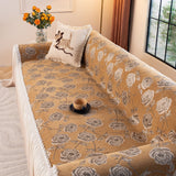 French Country Floral Sofa Cover with Ruffled Skirt, Farmhouse Decor for Living Room - Ornate Home