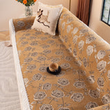 French Country Floral Sofa Cover with Ruffled Skirt, Farmhouse Decor for Living Room - Ornate Home