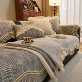 French Vintage Style Couch Cover with Skirt,  Non-Slip Sectional Furniture Covers - Ornate Home
