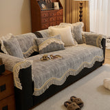 French Vintage Style Couch Cover with Skirt,  Non-Slip Sectional Furniture Covers - Ornate Home
