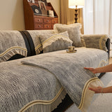 French Vintage Style Couch Cover with Skirt,  Non-Slip Sectional Furniture Covers - Ornate Home