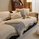 French Vintage Style Couch Cover with Skirt,  Non-Slip Sectional Furniture Covers - Ornate Home