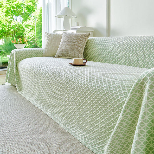 Fresh Geometric Sofa Throw Cover, Modern Textured Breathable Couch Protector Blanket - Ornate Home
