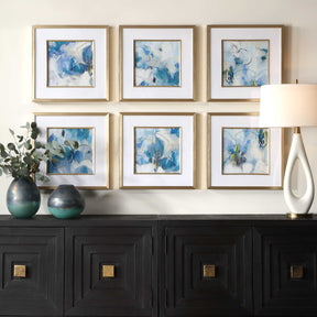 Fresh Start Blue Abstract Prints (Set of 6) - Ornate Home