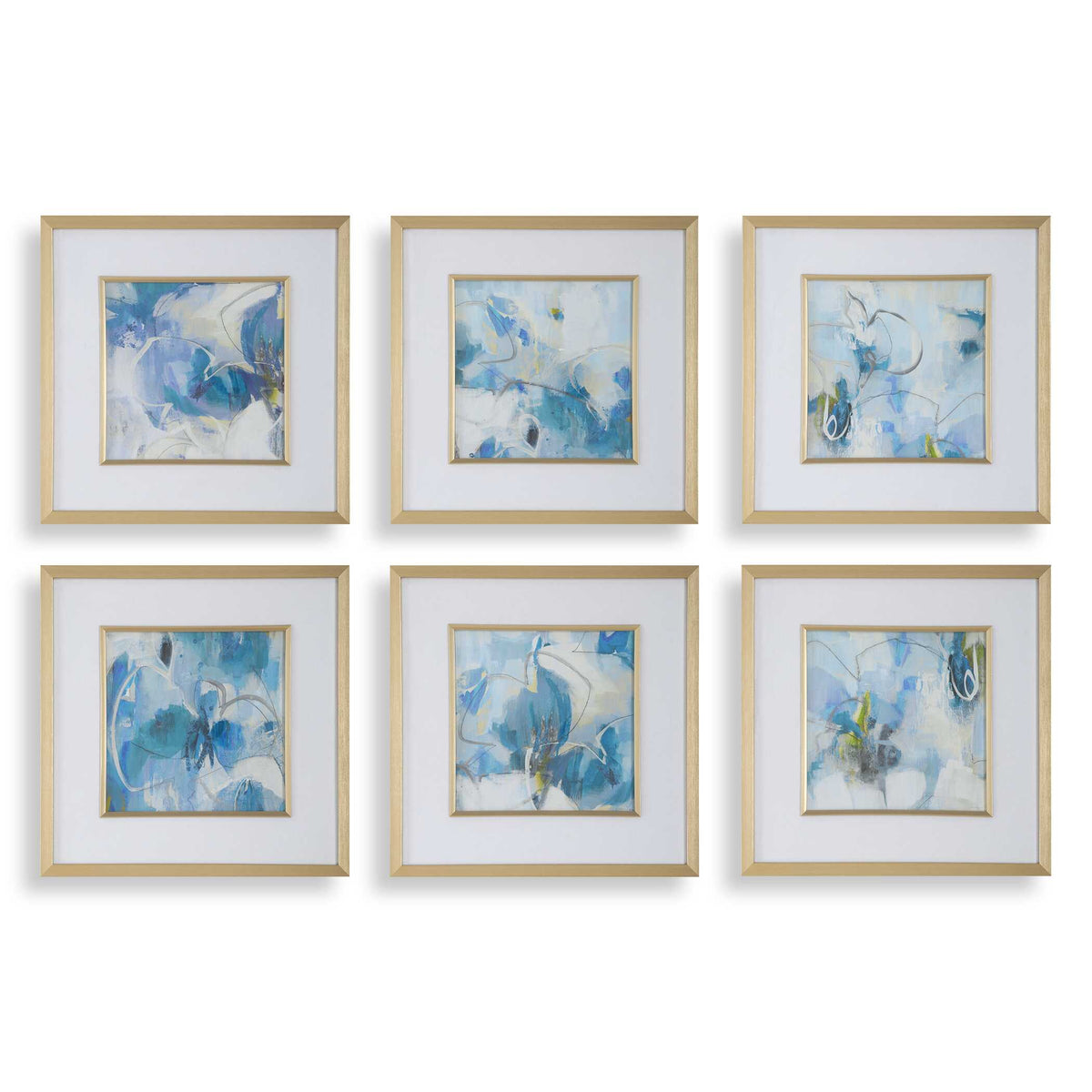 Fresh Start Blue Abstract Prints (Set of 6) - Ornate Home