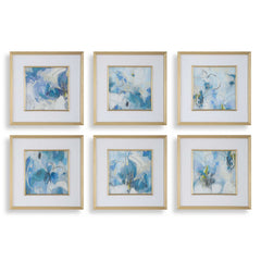 Fresh Start Blue Abstract Prints (Set of 6) - Ornate Home