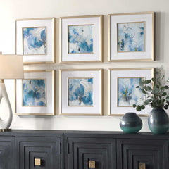 Fresh Start Blue Abstract Prints (Set of 6) - Ornate Home