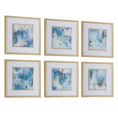 Fresh Start Blue Abstract Prints (Set of 6) - Ornate Home