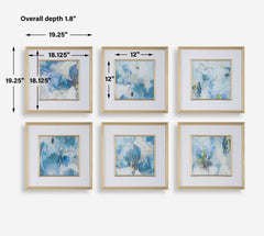 Fresh Start Blue Abstract Prints (Set of 6) - Ornate Home