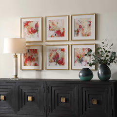Fresh Start Red Abstract Prints (Set of 6) - Ornate Home