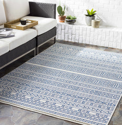 Freshwater White&Blue Outdoor Rug - Clearance - Ornate Home