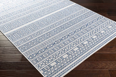 Freshwater White&Blue Outdoor Rug - Clearance - Ornate Home