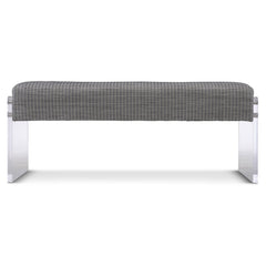 Frey Acrylic/Grey Leather Bench - Ornate Home