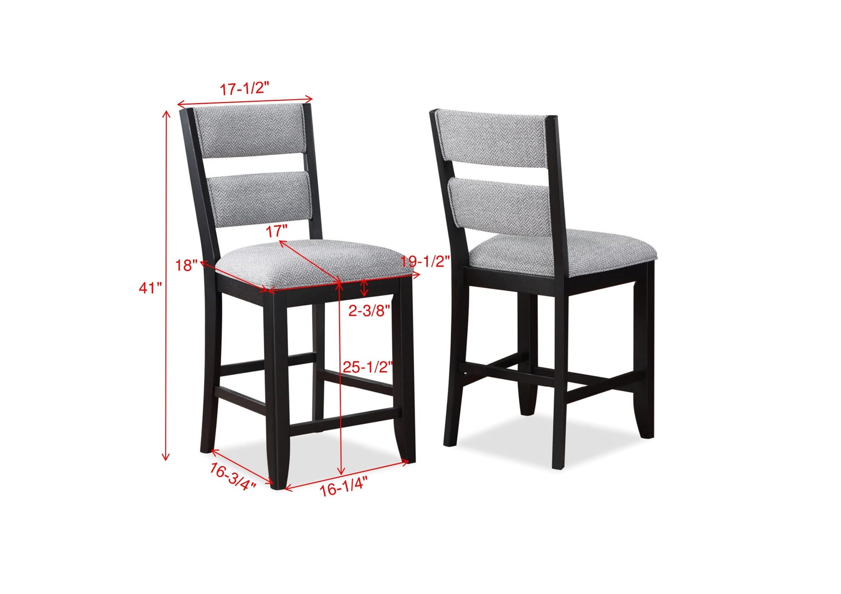 Frey Black/Gray Counter Height Chair (Set of 2) - Ornate Home