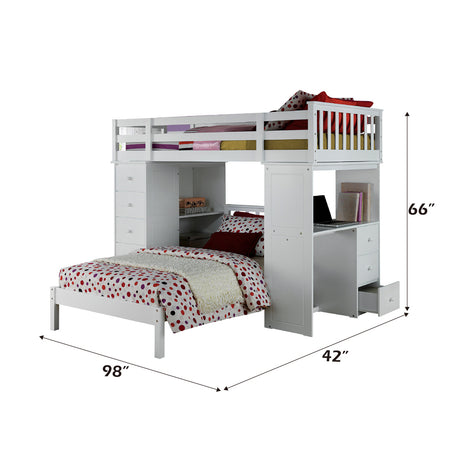 Freya Loft Bed with Bookcase Ladder in White - Ornate Home
