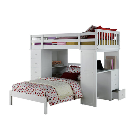 Freya Loft Bed with Bookcase Ladder in White - Ornate Home