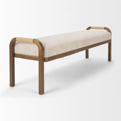 Freya Oatmeal/Brown Upholstered Bench