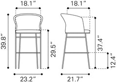 Freycinet Black Barstool (Set of 2) - Ornate Home
