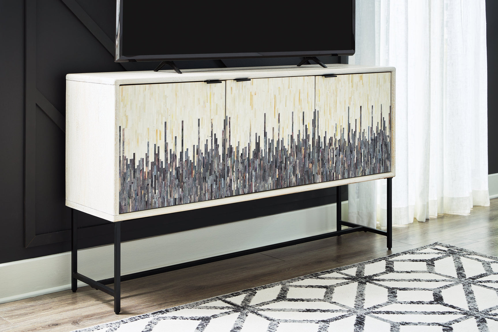 Freyton White/Gray Accent Cabinet - Ornate Home
