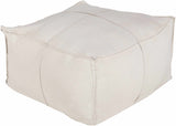 Friendsville Solid & Striped Ivory Pouf - Ornate Home