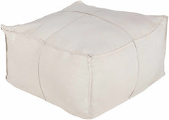Friendsville Solid & Striped Ivory Pouf - Ornate Home
