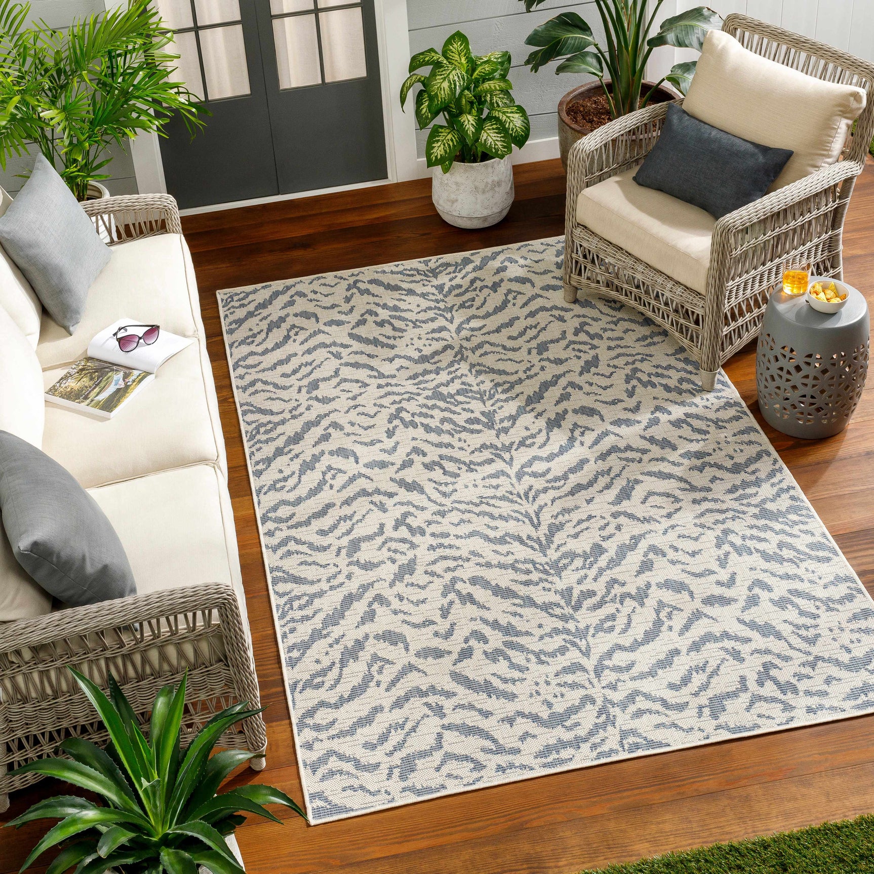Friso Blue Outdoor Area Rug - Clearance - Ornate Home
