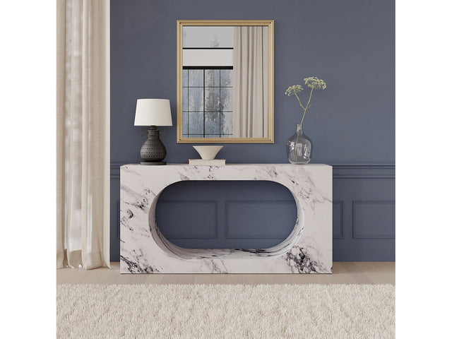 Fritzy Rectangular Engineered Stone Console Table - Ornate Home