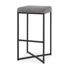 Frodo Gray/Black Fabric Seat Bar Stool - Ornate Home