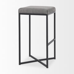 Frodo Gray/Black Fabric Seat Bar Stool - Ornate Home