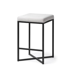 Frodo White/Black 26.4"H Fabric Seat Metal Base Stool - Ornate Home