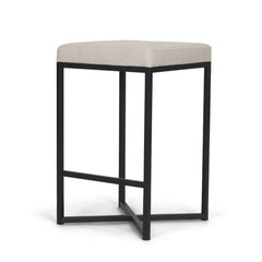 Frodo White/Black 26.5"H Fabric Seat Metal Base Stool - Ornate Home