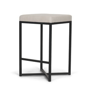 Frodo White/Black 26.5"H Fabric Seat Metal Base Stool - Ornate Home