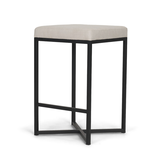 Frodo White/Black 26.5"H Fabric Seat Metal Base Stool - Ornate Home
