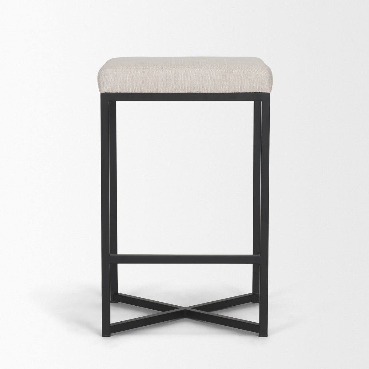 Frodo White/Black 26.5"H Fabric Seat Metal Base Stool - Ornate Home