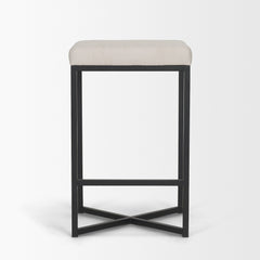 Frodo White/Black 26.5"H Fabric Seat Metal Base Stool - Ornate Home