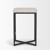 Frodo White/Black 26.5"H Fabric Seat Metal Base Stool - Ornate Home