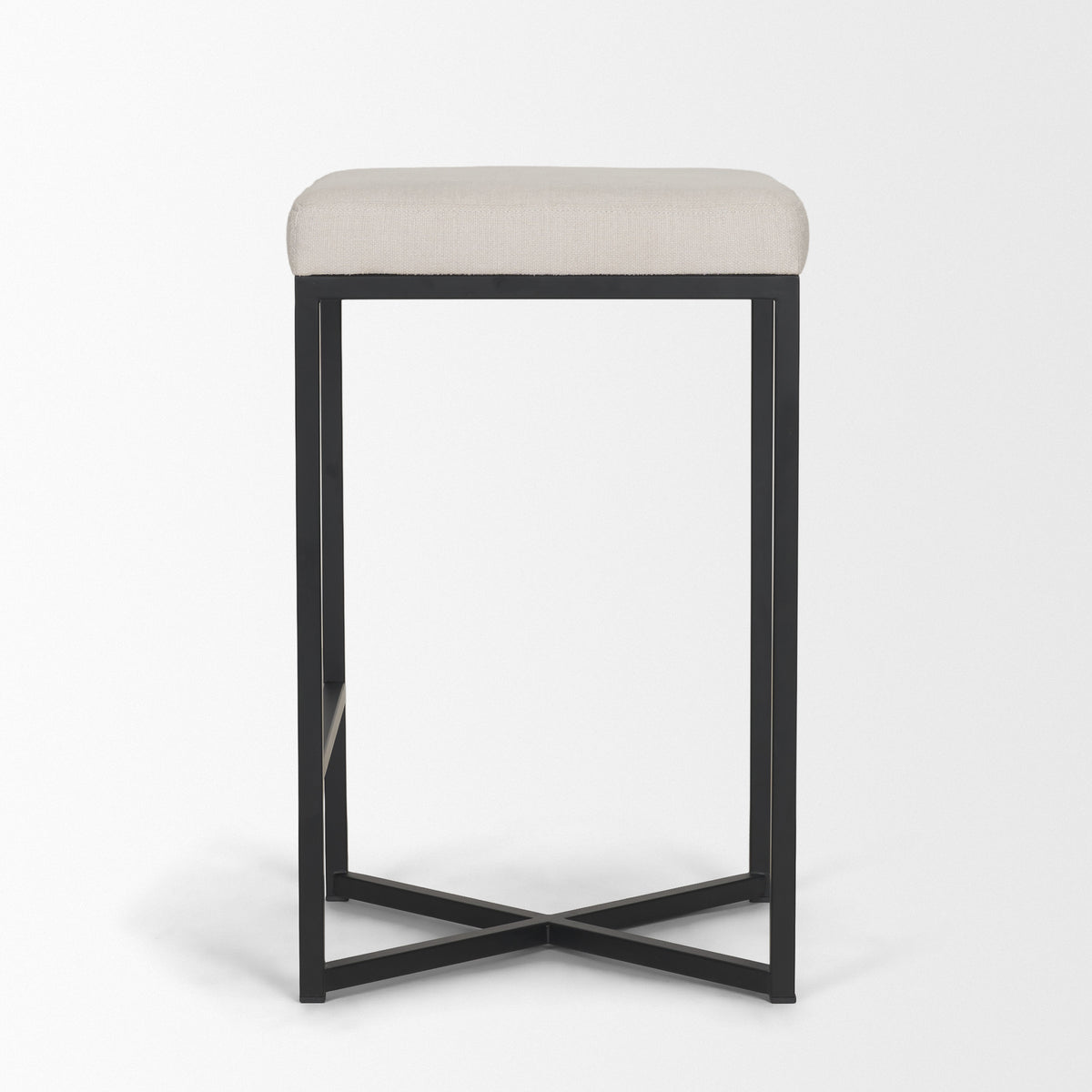 Frodo White/Black 26.5"H Fabric Seat Metal Base Stool - Ornate Home