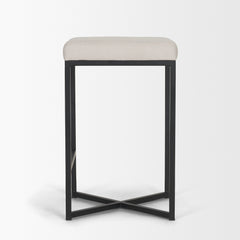 Frodo White/Black 26.5"H Fabric Seat Metal Base Stool - Ornate Home
