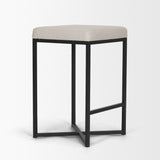 Frodo White/Black 26.5"H Fabric Seat Metal Base Stool - Ornate Home