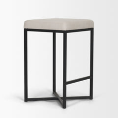 Frodo White/Black 26.5"H Fabric Seat Metal Base Stool - Ornate Home